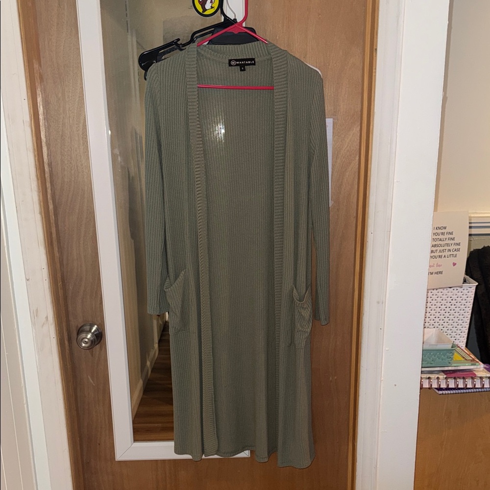 Olive Green Women's Cardigan Sweater